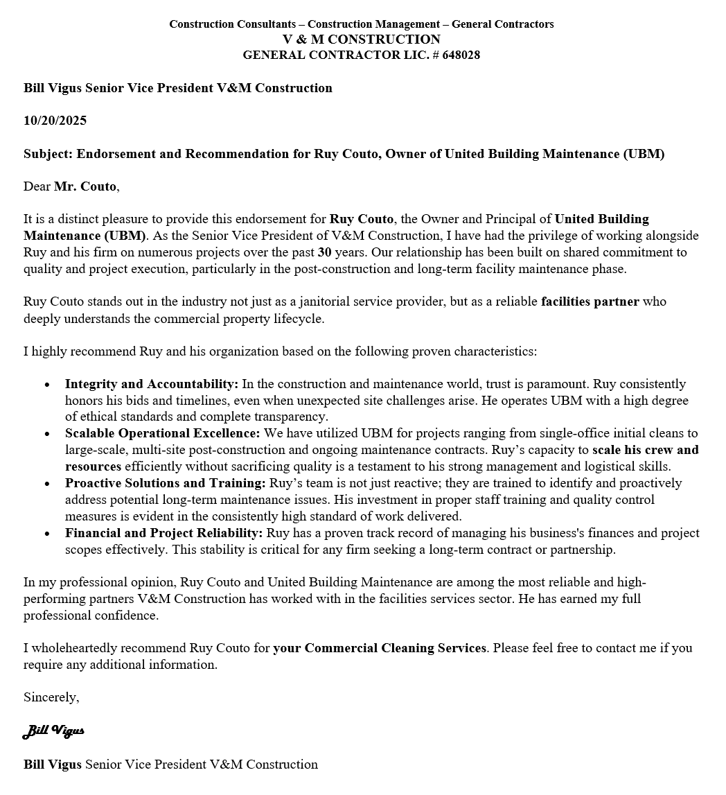 V&M Construction Testimonial